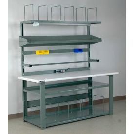 Stackbin No. 1 Adjustable Height Complete Packing Workbench Laminate Safety Edge 72""W x 36""D Gray