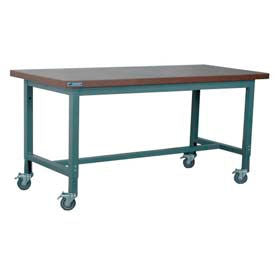 Stackbin 1012 Series Mobile Workbench 48 x 30"" Adjustable Height Shop Top Square Edge Gray