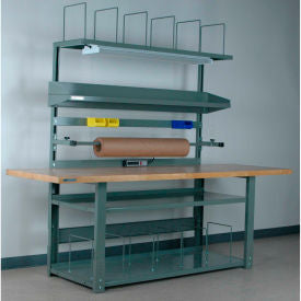 Stackbin No. 1 Adj. Height Complete Packing Workbench Butcher Block Square Edge 96""W x 36""D Gray