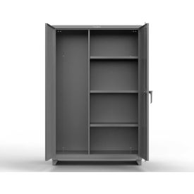 Stronghold Industrial Broom Janitorial Cabinet 48""W x 24""D x 75""H All-Welded Red