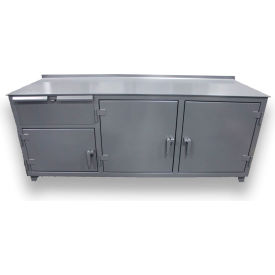 Strong Hold&#174; Extreme Duty Workbench w/ 1 Drawer & 3 Shelves 96""W x 30""D x 36""H Dark Gray