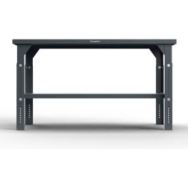 Strong Hold&#174; Extreme Duty Shop Table with Steel Top Adj. Legs 1 Shelf 48""W x 30""D Dark Gray