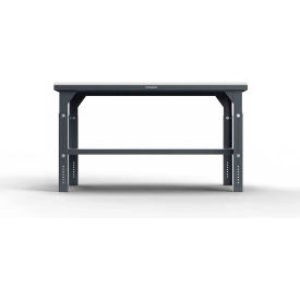 Strong Hold&#174; Extreme Duty Shop Table with UHMW Top 1 Shelf Adj. Legs 72""W x 36""D Dark Gray