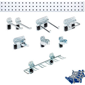 Triton Products Tool Pegboard Kit w/36"" x 4.5"" Steel Square Hole Pegboard & 8 pc LocHook Assortment