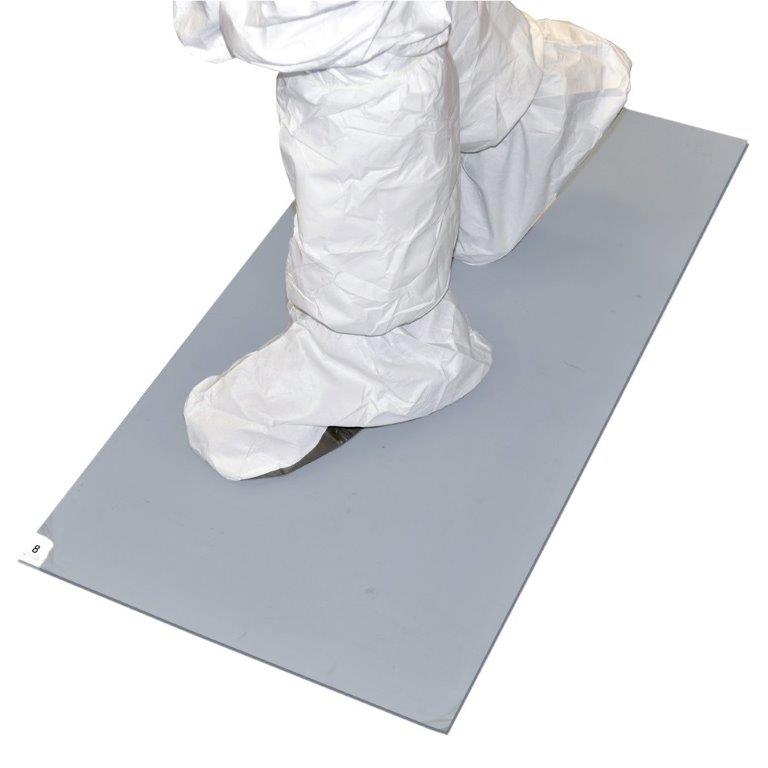 Tacky Mats TT-2545-34G 25" x 45" (Grey, Case of 4 Mats, 30 Sheets/Mat) Cleanroom Sticky Floor Mats Peel Off for Construction, Laboratory, Hospital, Medical Office, Gym, Pet