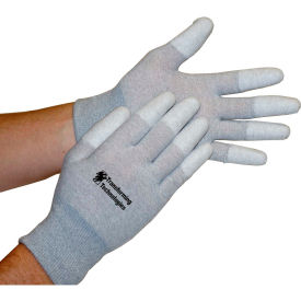 Transforming Technologies ESD Inspection Gloves Finger Tip Coated Large 12 Pairs
