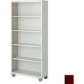 Steel Cabinets USA Bookcase Assembled 36W x 18D x 75H Wine Red