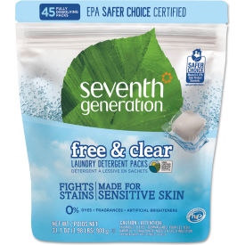 Natural Laundry Detergent Packs Powder Unscented 45 Packets/Pack