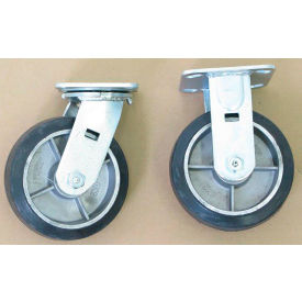 Wesco&#174; Swivel & Rigid Caster Set Mold-On Rubber Aluminum Hub 2000 lb. Cap. 6"" Dia. Pk of 4