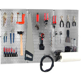 Wall Control Pegboard Basic Tool Organizer Kit Galvanized Black 48"" X 32"" X 9""