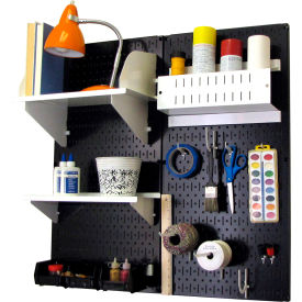 Wall Control Pegboard Hobby Craft Organizer Storage Kit Black/White 32"" X 32"" X 9""