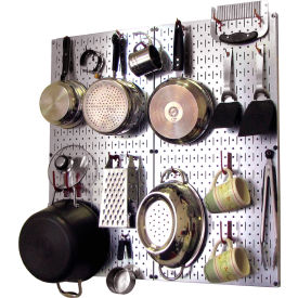 Wall Control Kitchen Pegboard Pack Storage & Organization Kit Galvanized Red 32"" X 32"" X 6""