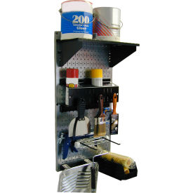 Wall Control Paint Supply Organizer Kit Galvanized Black 16"" X 32"" X 9""