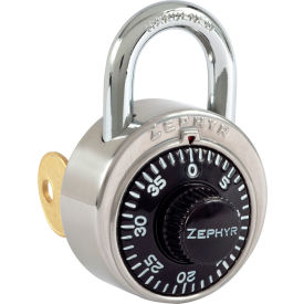 Zephyr 1925 Combination Padlock 13/16"" Shackle with Control Key Option - Black Dial