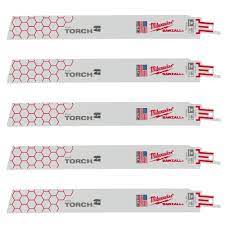 Milwaukee Tool THE TORCH™ Bi-Metal SAWZALL Blade, 6 in L, 18 TPI, For Rigid Conduit/Strut, 5 EA/PKG