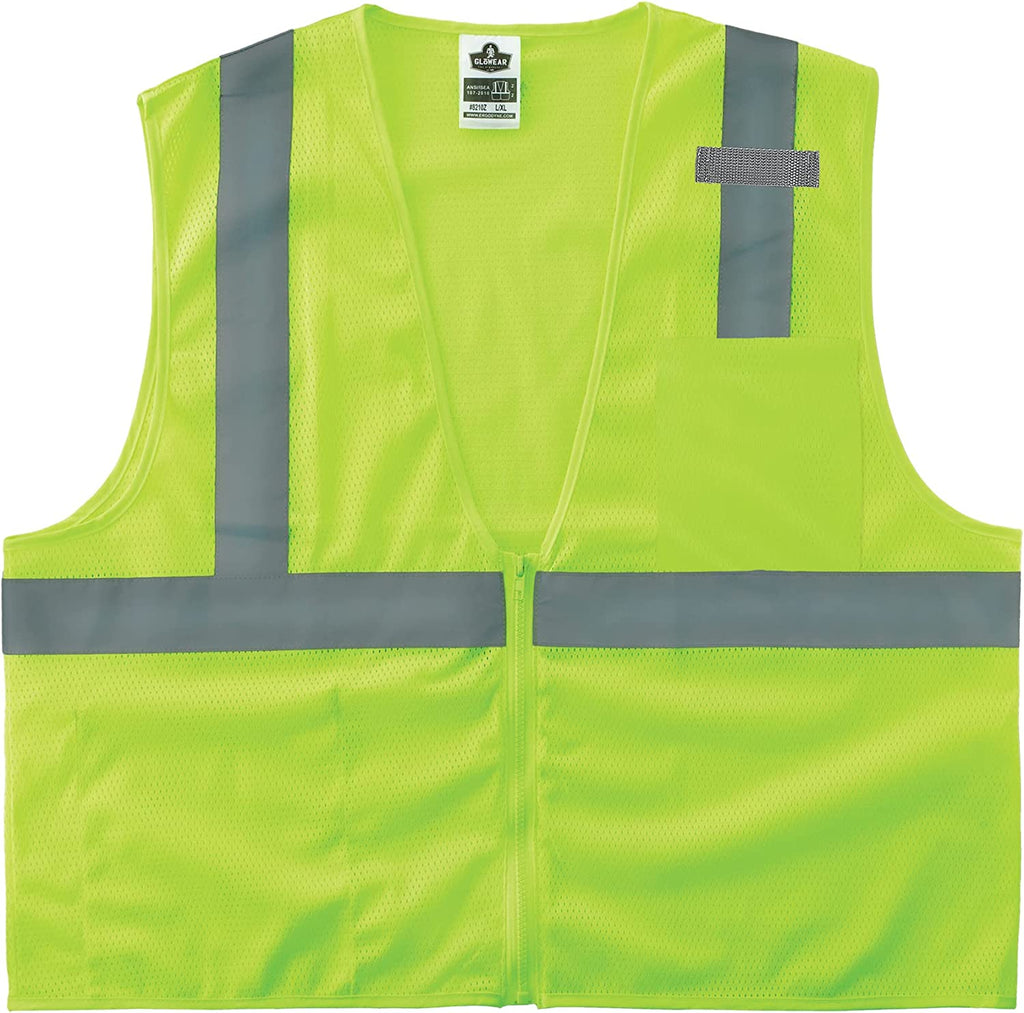 Ergodyne GloWear Type Class 2 Economy Vest with Pocket Mess Zipper Closure L/XL Green Pack of 1