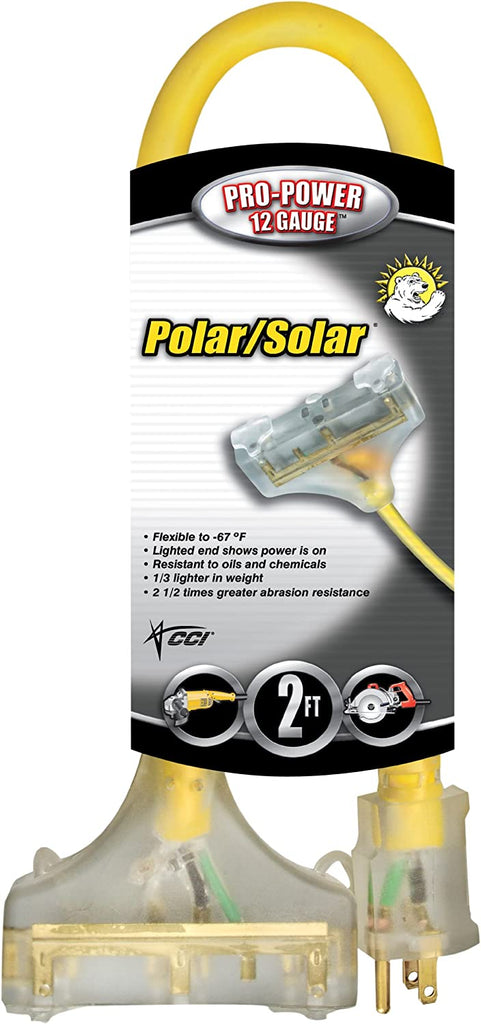 Coleman Cable 172-03482 Wire Gauge Tri-Source SEOW Polar and Solar Outdoor Vinyl Extension Cord Pack of 1