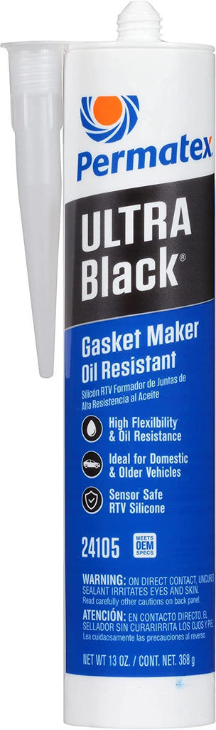 Permatex 230-24105 Ultra Black Maximum Oil Resistance RTV Silicone Gasket Maker 13 oz Pack of 1