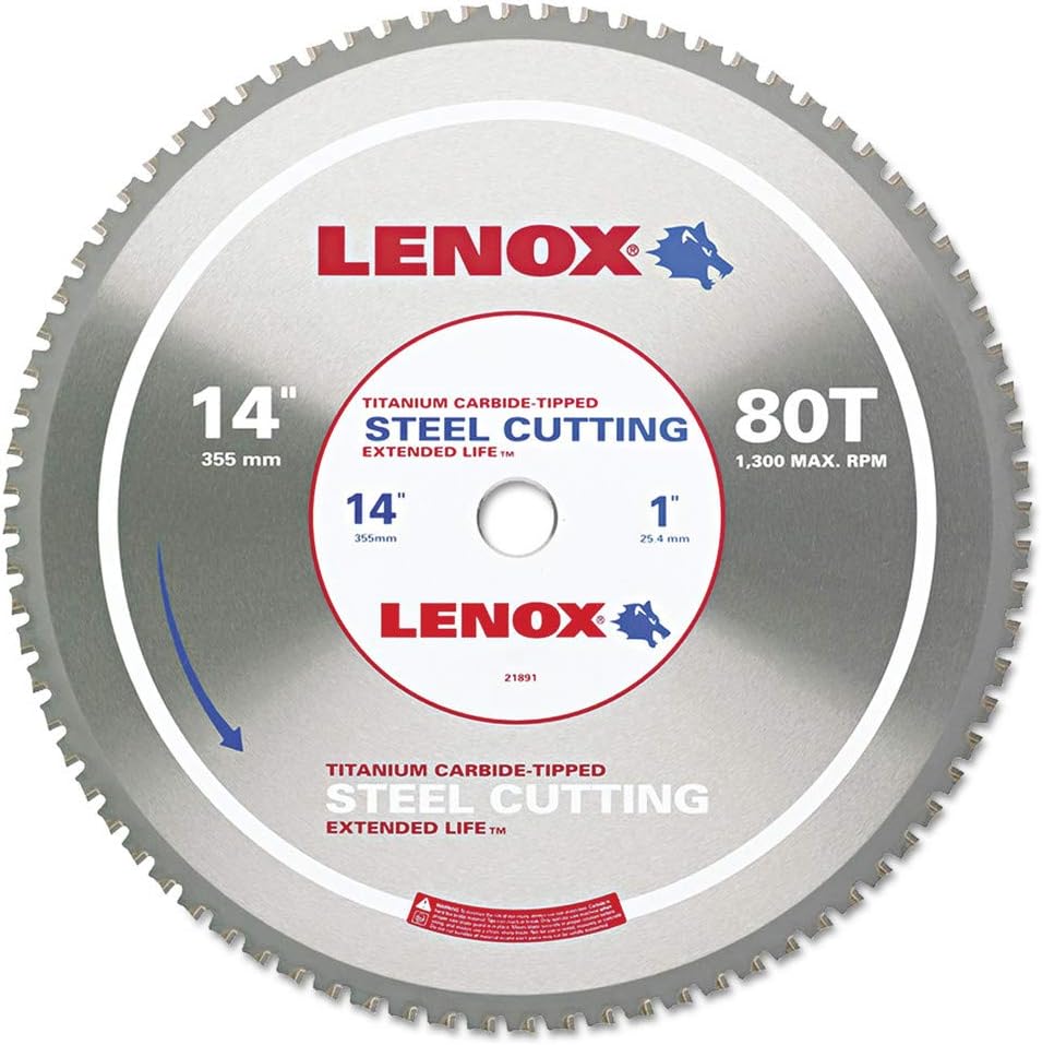 LENOX Tools Metal-Cutting Circular Saw Blade, Solid-Steel Cutting, 14-inch, 80-Tooth Silver 1Pcs