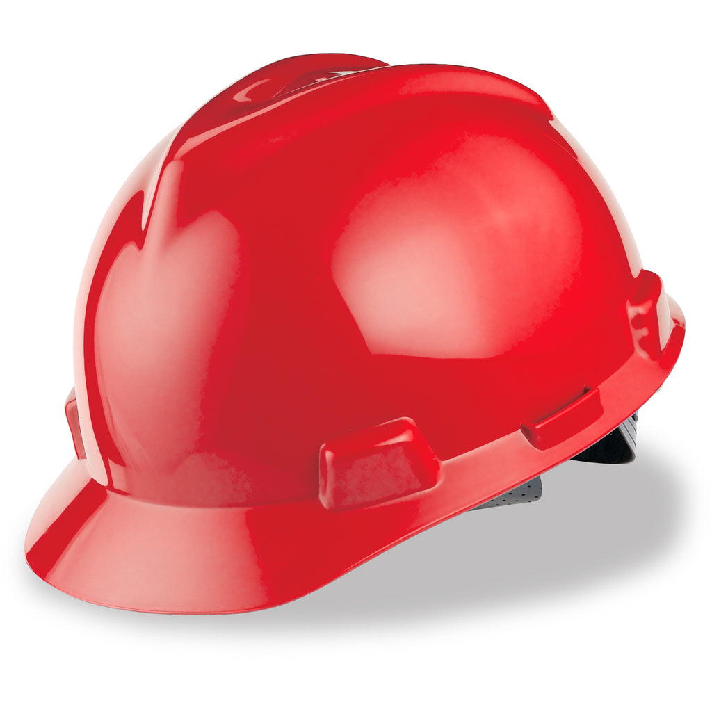 MSA V-Gard Cap Style Safety Hard Hat Suspension Polyethylene Shell Superior Impact Protection Self Adjusting Crown Straps