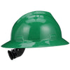MSA 475370 V-Gard Full-Brim Hard Hat With Fas-Trac III Ratchet Suspension | Polyethylene Shell, Superior Impact Protection, Self Adjusting Crown-Straps - Standard Size in Green