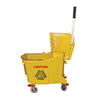 Magnolia Brush 6035-3 35-Quart Plastic Commercial Mop Bucket Combo with Wringer on Wheels, Yellow