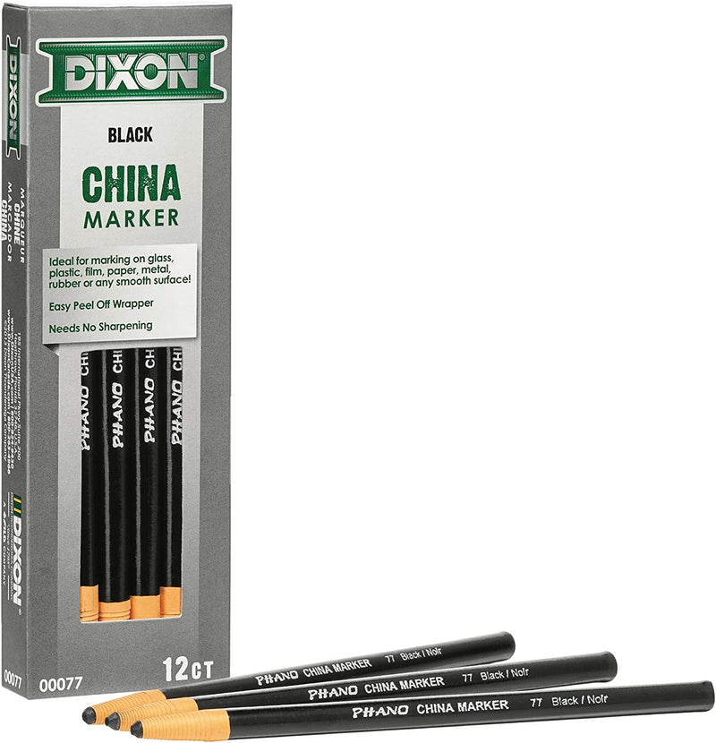 Dixon Phano China Markers, Yellow, Box Of 12