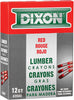 DIXON Industrial 464-52000 Lumber Marking Crayons 4.5" x 1/2" Hex Red Pack of 12