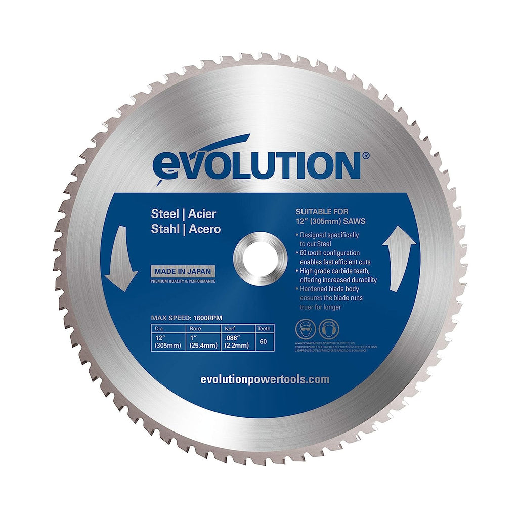 Evolution Power Tools 12BLADEST Steel Cutting Saw Blade, 12-Inch x 60-Tooth Silver 1Pcs