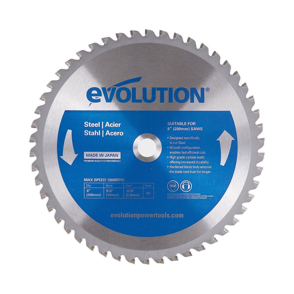 Evolution Power Tools 8BLADEMS Steel Cutting Saw Blade, 8-Inch x 50-Tooth , Blue 1Pcs