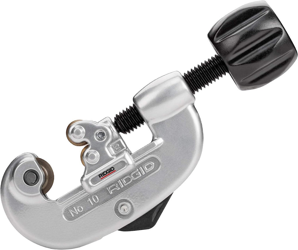 RIDGID 32910 Model 10 Screw Feed Tubing Cutter, 1/8-inch to 1-inch Tube Cutter, Silver/Black, Small Pack of 1