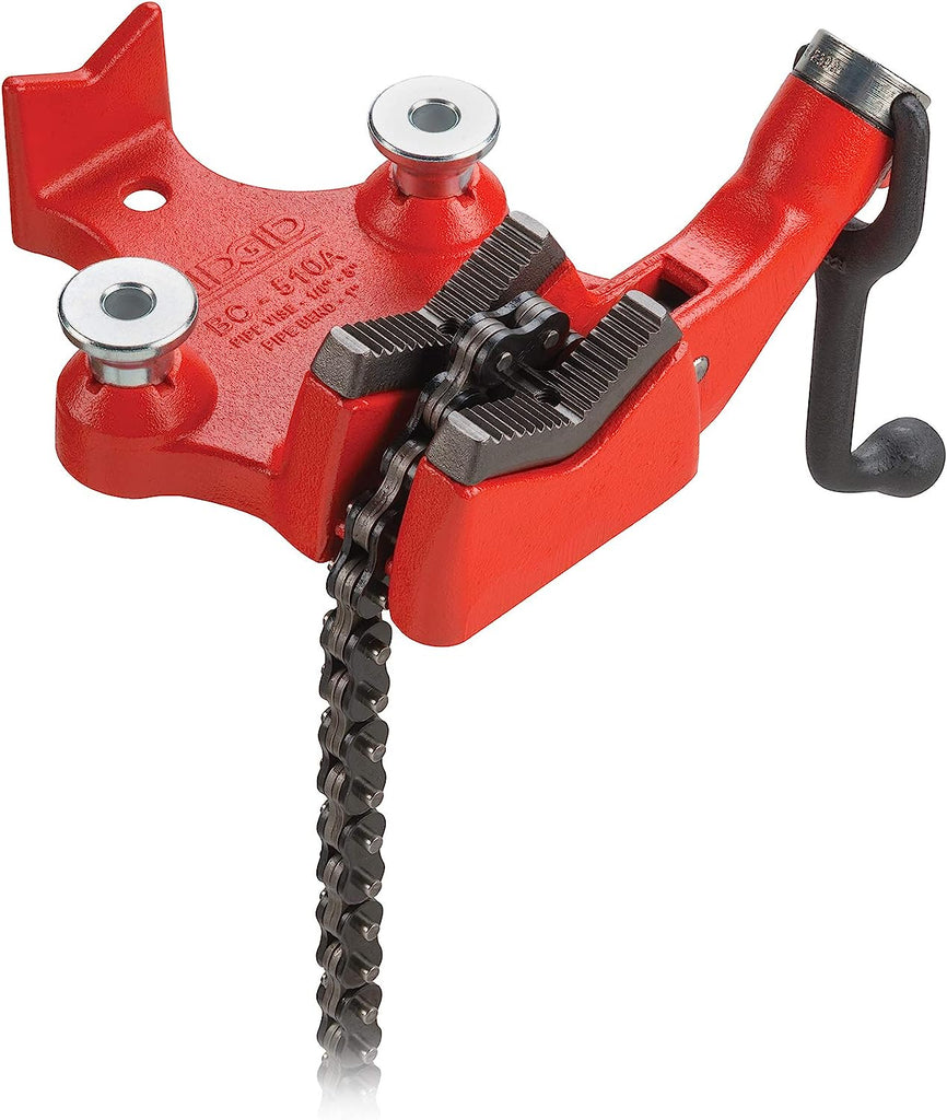 Ridgid 40205 Vise, Bc510 Bench Chain, 12 Pounds Heavy Duty Bench Chain Pipe Vise with Crank Handle, Red Black
