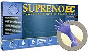 Microflex Supreno SE Cuff Nitrile Gloves, Powder-Free, Medium (MFX-SU690M) - Blue