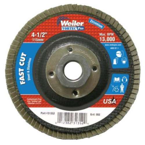 Weiler 804-31352 Vortec Pro Type 29 Flap Disc 80 Grit Zirconia Alumina Pack of 1