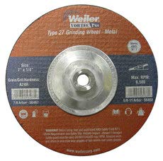 WEILER 804-56468 Aluminum Oxide Cutoff Wheel 24 GRIT FINE Grade Pack of 1