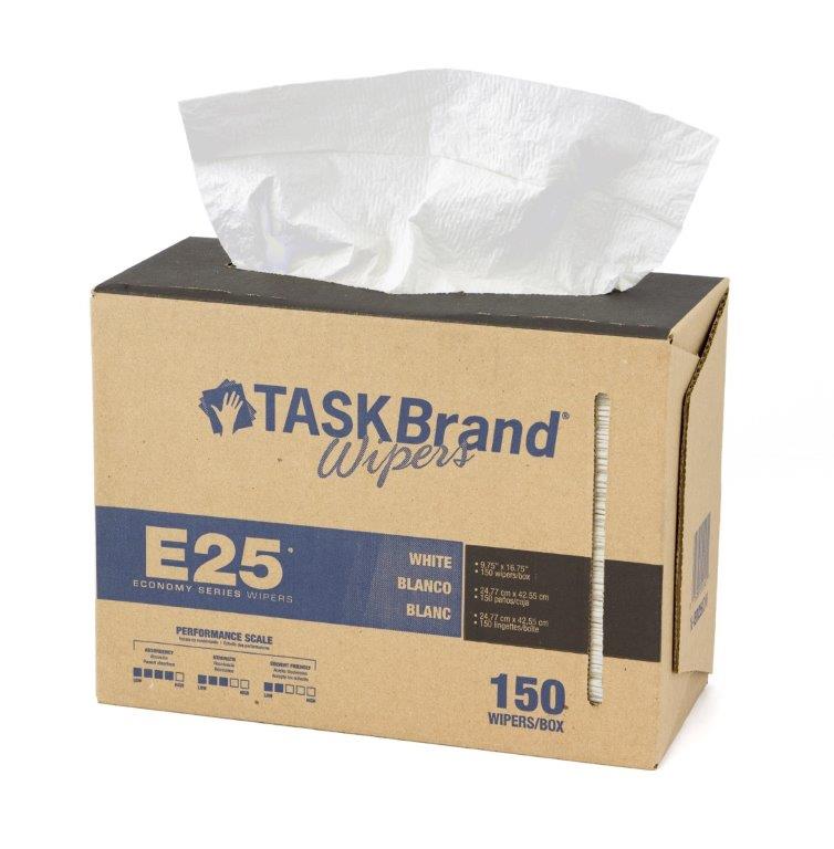 TaskBrand N-E025IDW Interfold Heavy Duty Wipers in Dispenser Boxes White (6 Packs of 150)