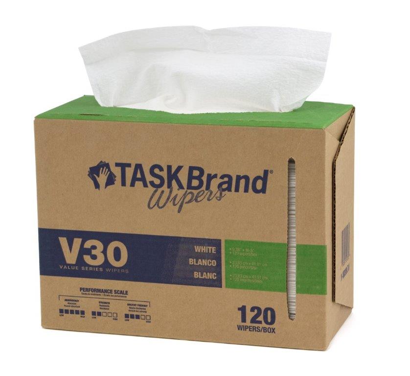 TaskBrand N-V030IDW Interfold Heavy Duty Wipers in Dispenser Boxes White (6 Packs of 120)