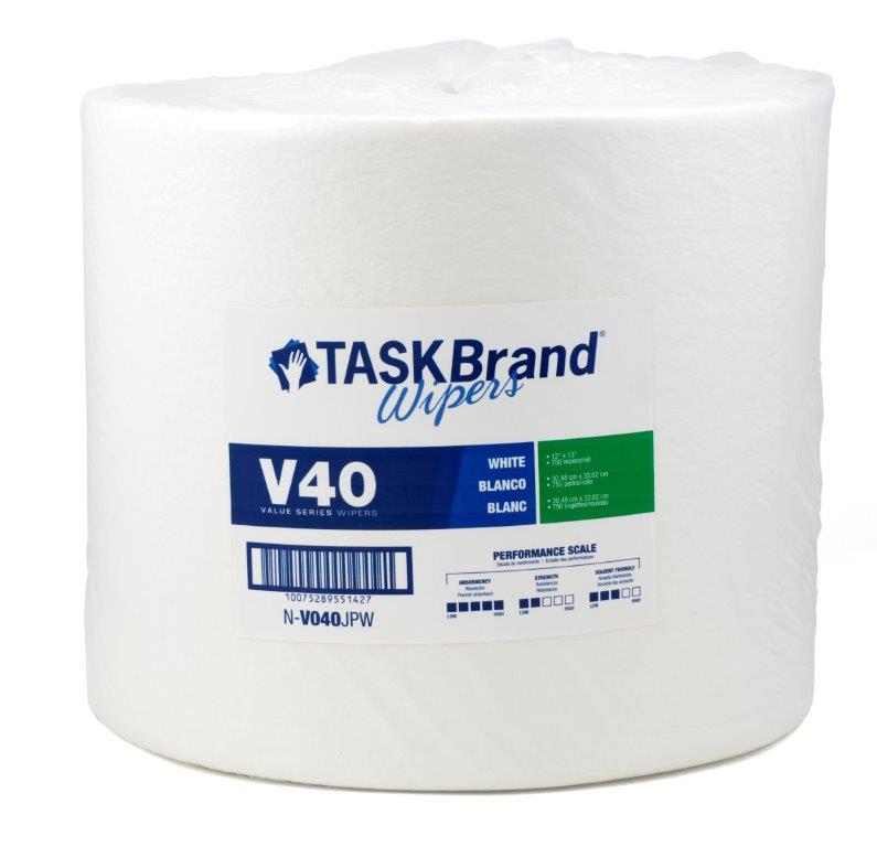 TaskBrand N-V040JPW Interfold Heavy Duty Wipers in Dispenser 12″ x 13 Boxes White 750 Wipes