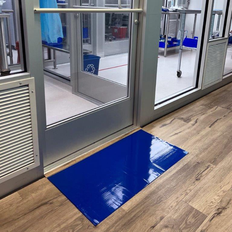 Tacky Mats TT-1836-34B 18" x 36" (Blue, Case of 4 Mats, 30 Sheets/Mat) Cleanroom Sticky Floor Mats Peel Off for Construction, Laboratory, Hospital, Medical Office, Gym, Pet